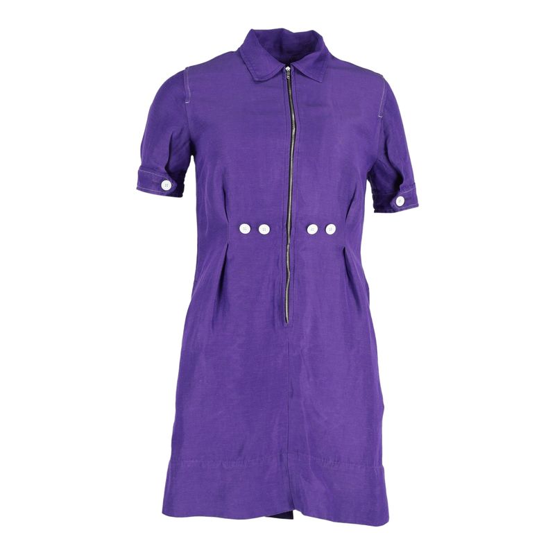 Sandro Paris Zip Front Mini Dress In Purple Viscose